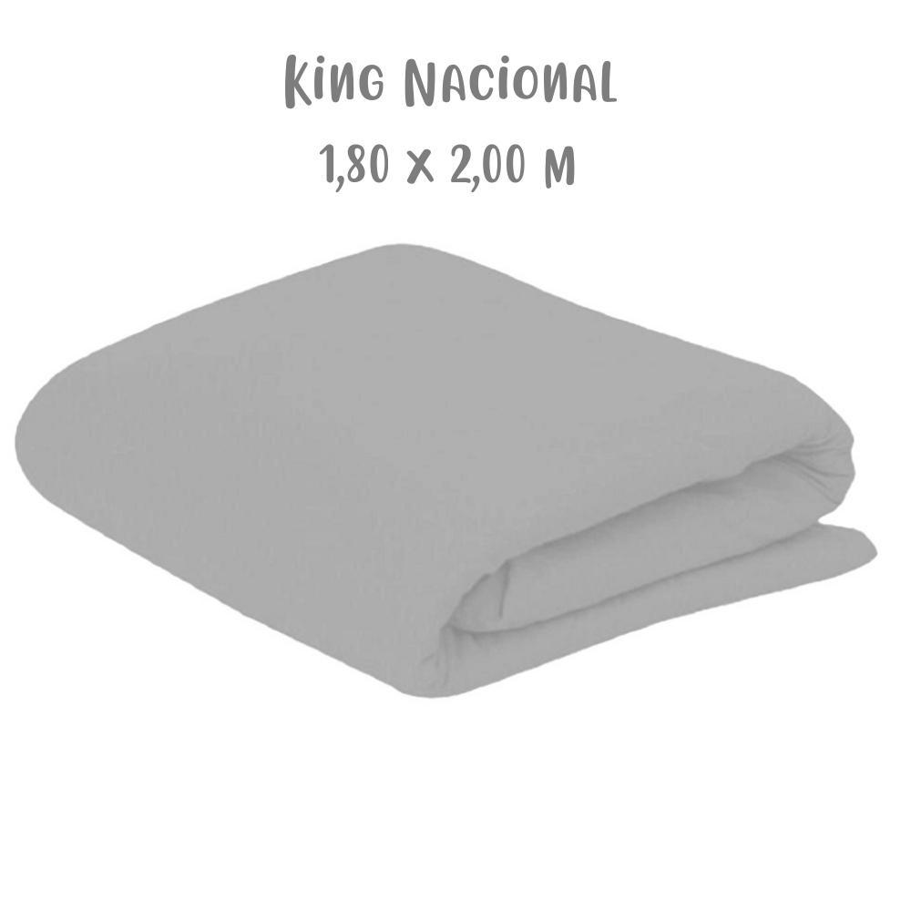 Lençol de Elástico Avulso King Nacional 1,80 x 2,00m Cinza Arrumadinho Enxovais